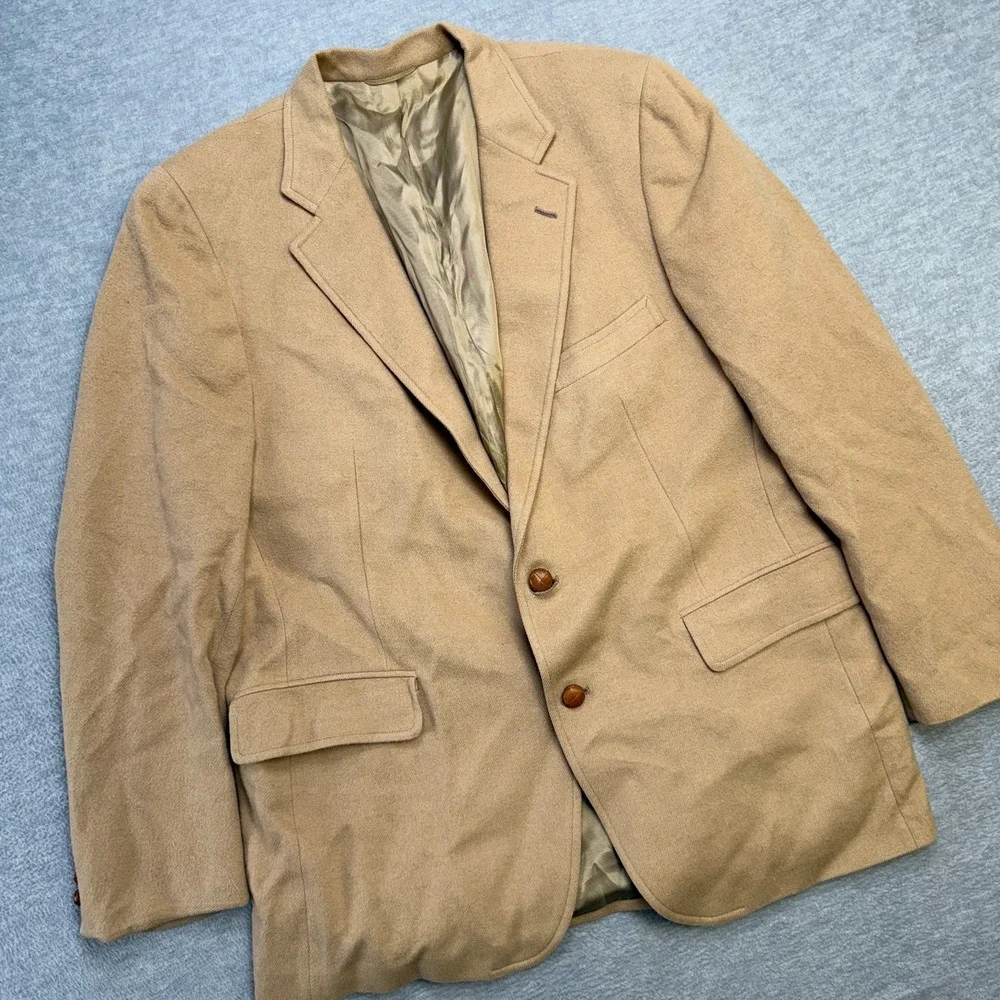 Vintage Chaps Ralph Lauren Blazer Mens 42R Beige Tan Scottish Camel Hair Jacket